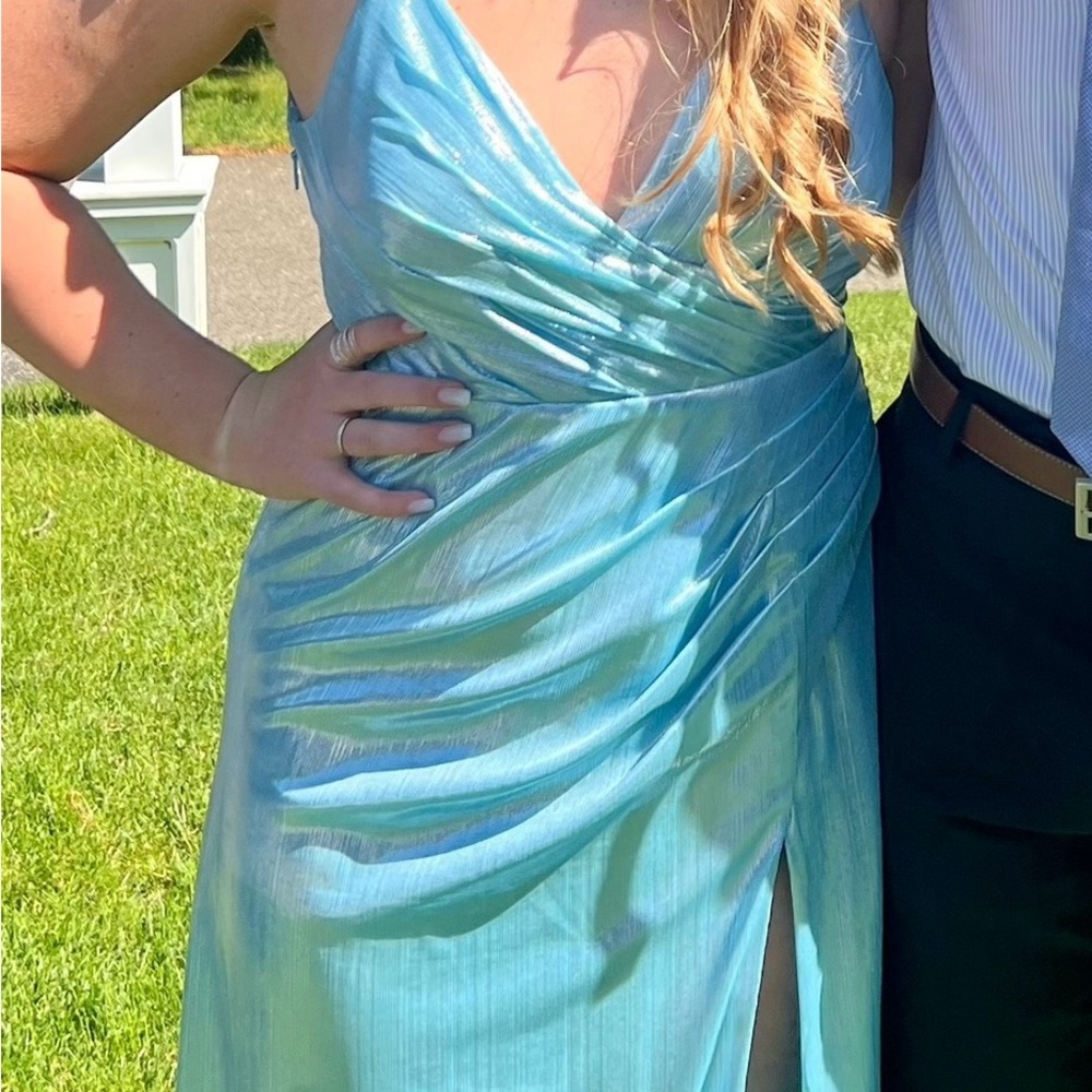 Chic Aqua Sleeveless Prom Dress